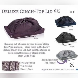 Thirty-One Deluxe Utility Tote Grey Cinch Top